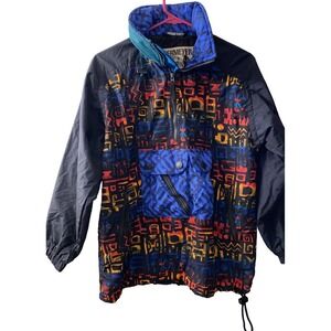Vtg Obermeyer Jr Snowboarding Jacket Ski Hoodie Pullover Y2K Multi Color Youth M